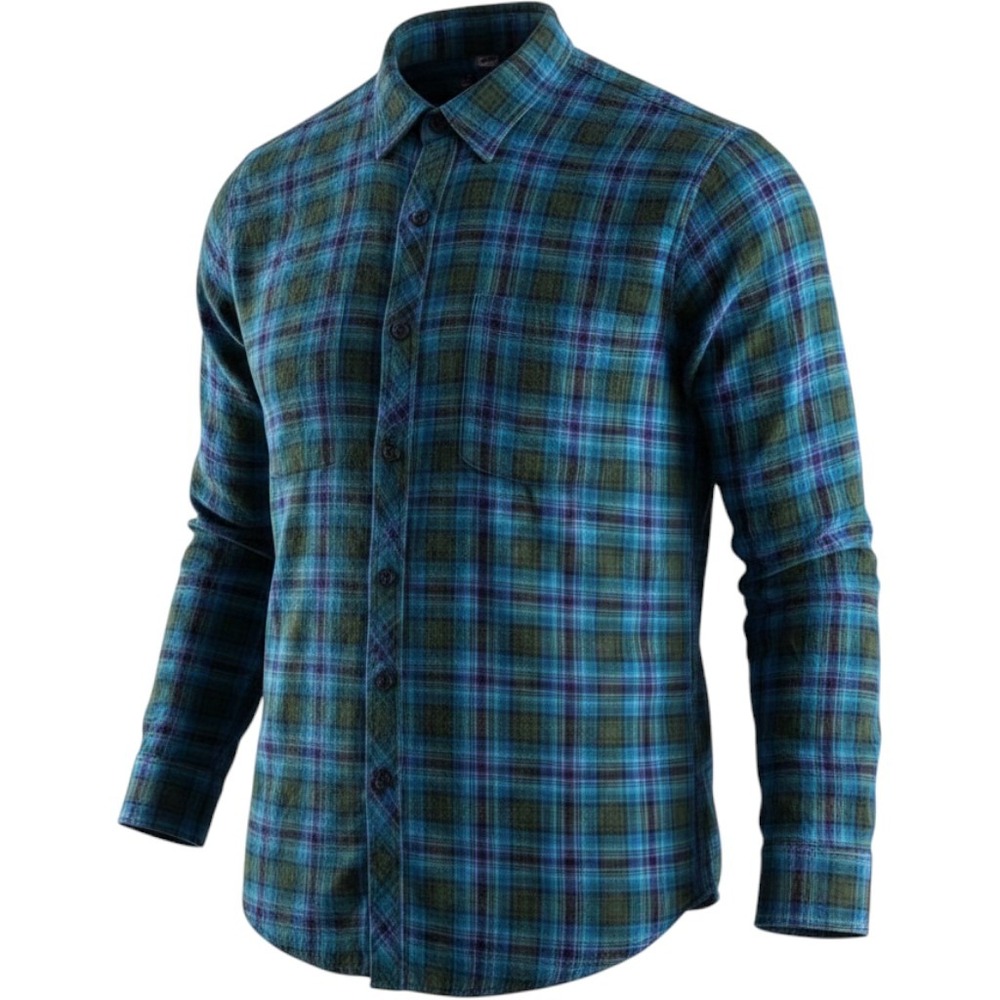 Eddie Bauer Women's Gorpcore Blue Green Plaid Ribbon Button-up Shirt XXL